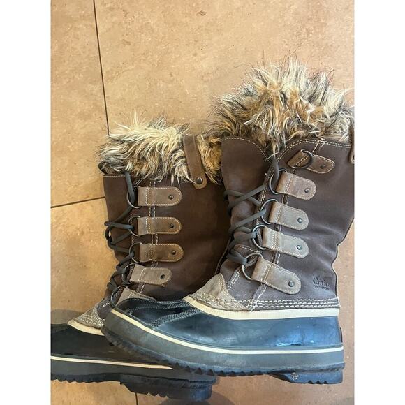 Sorel Joan of Artic Waterproof Snow Boots Women 8 Vegan Faux Fur Lace Up Boots - Picture 6 of 15